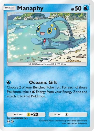 The card for Manaphy in Pokemon TCG Pocket.