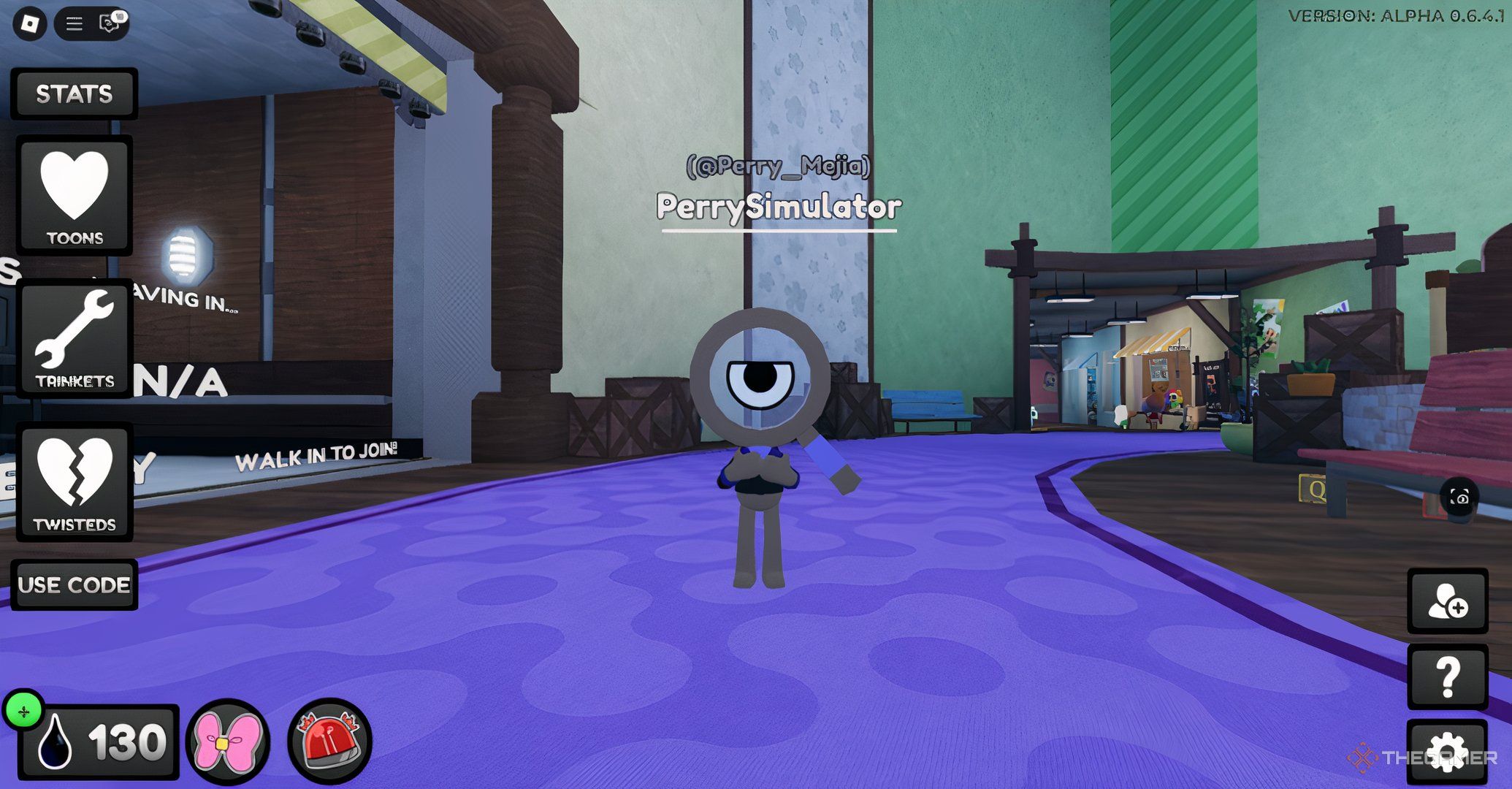 Roblox Dandys World Rodger Character Standing in the main lobby.