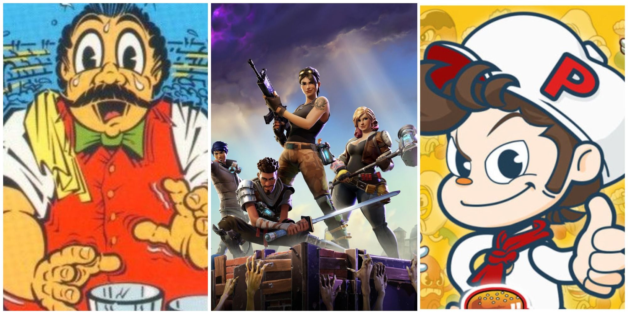 Arcade Characters In Fortnite Split Image