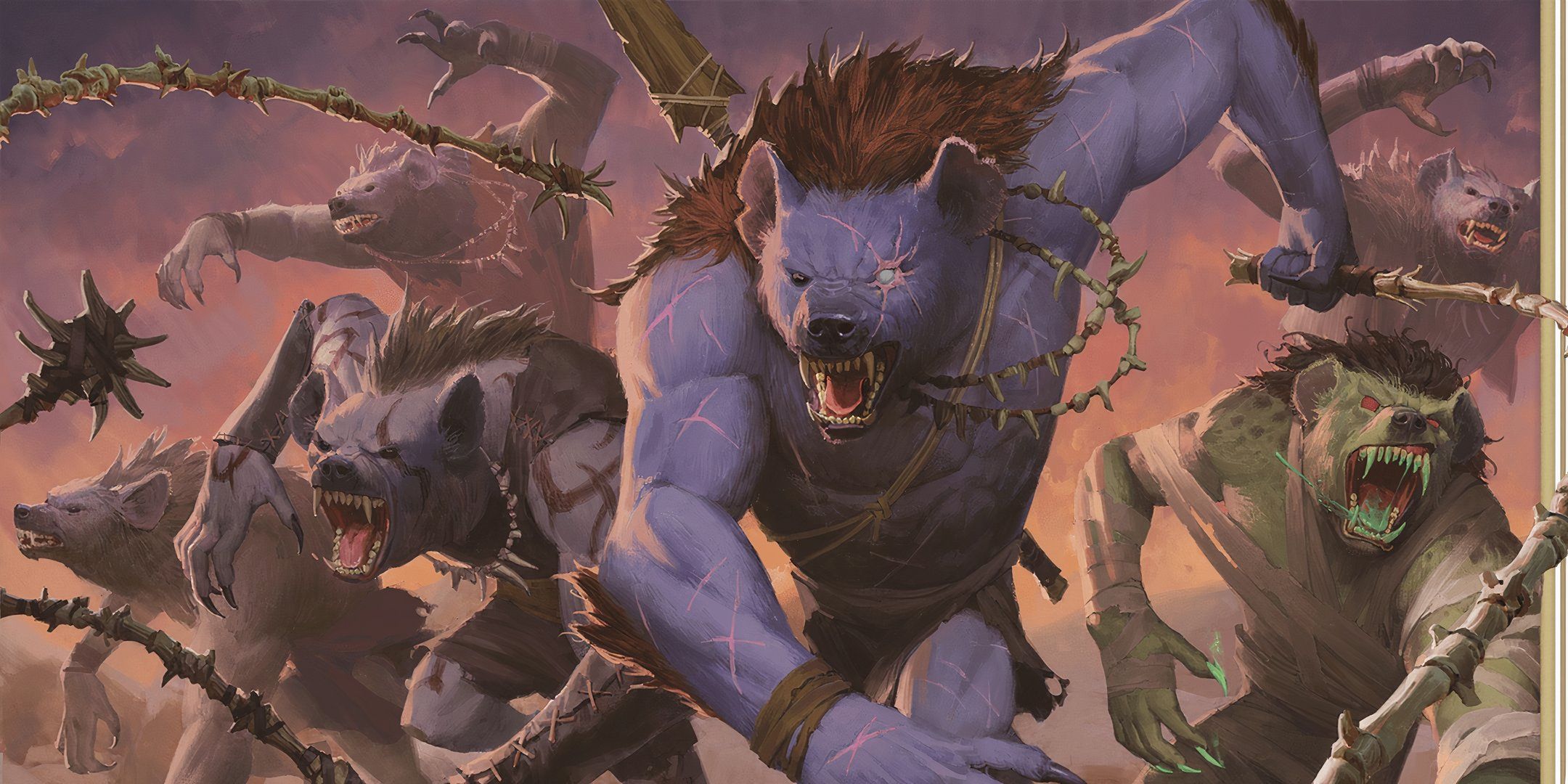 A pack of gnolls attacking in Dungeons & Dragons. 