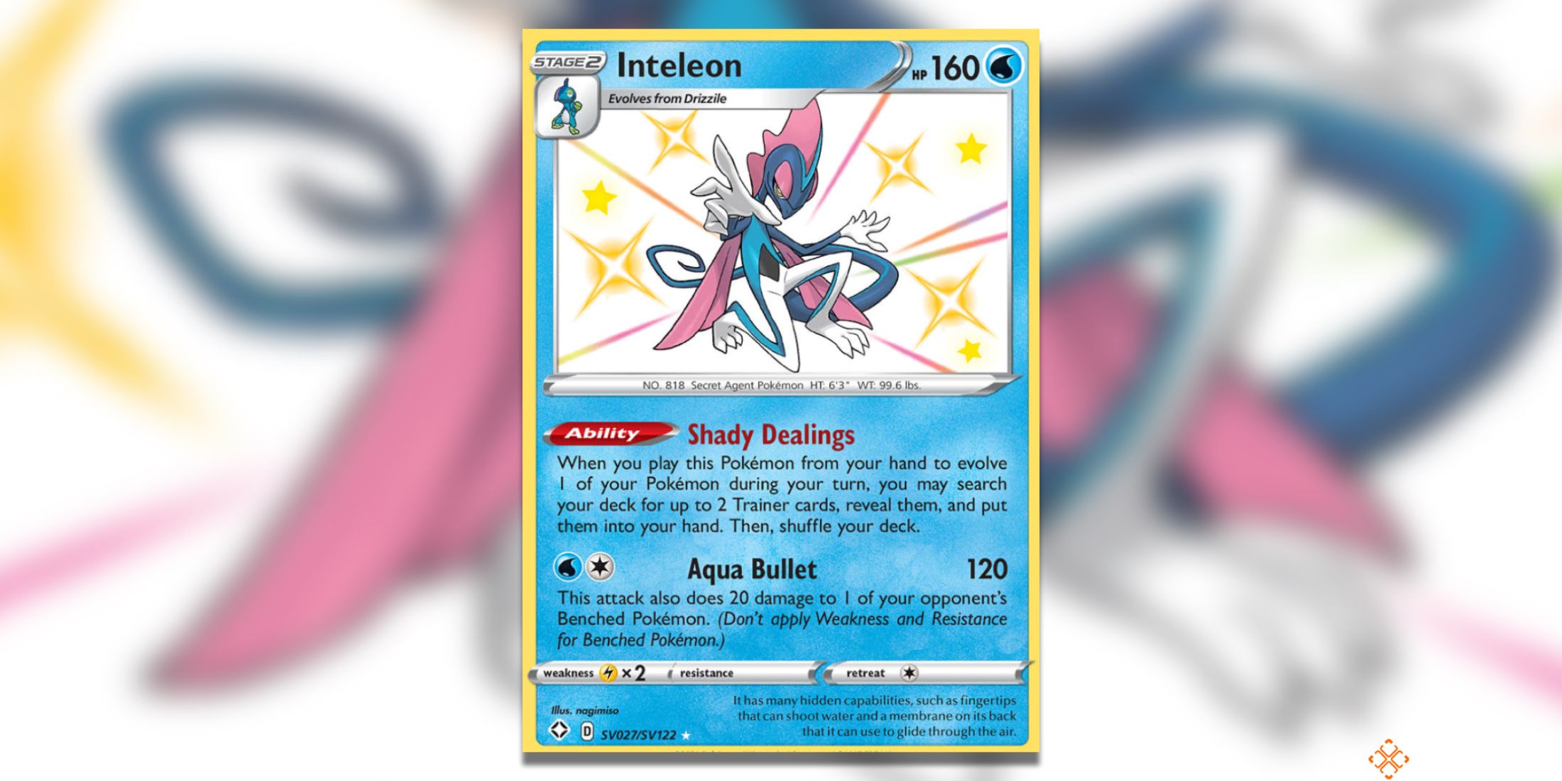 The Shining Fates Inteleon from the Pokemon TCG.