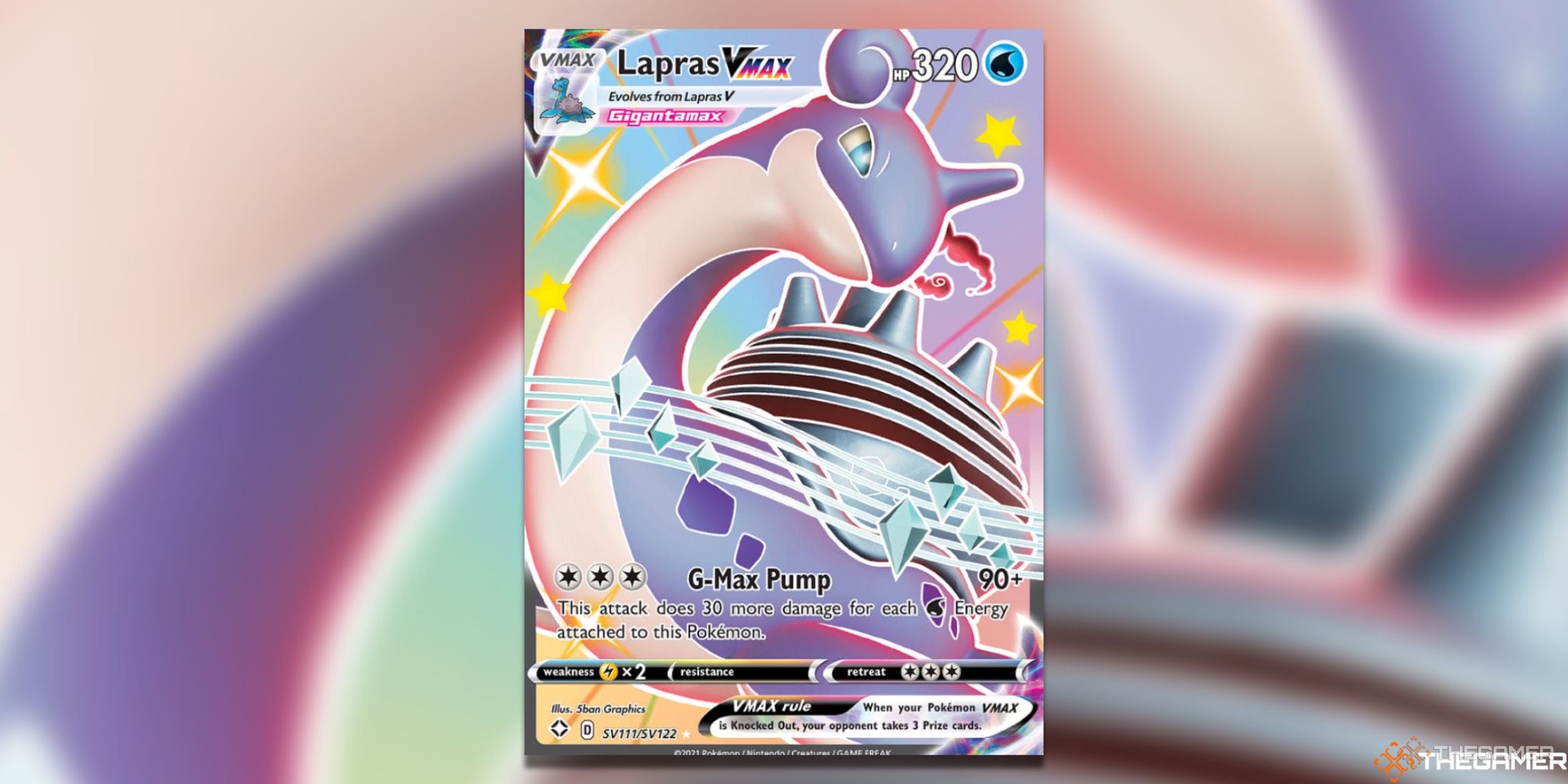 The Shining Fates Lapras VMAX Shiny Holo Rare in the Pokemon TCG.