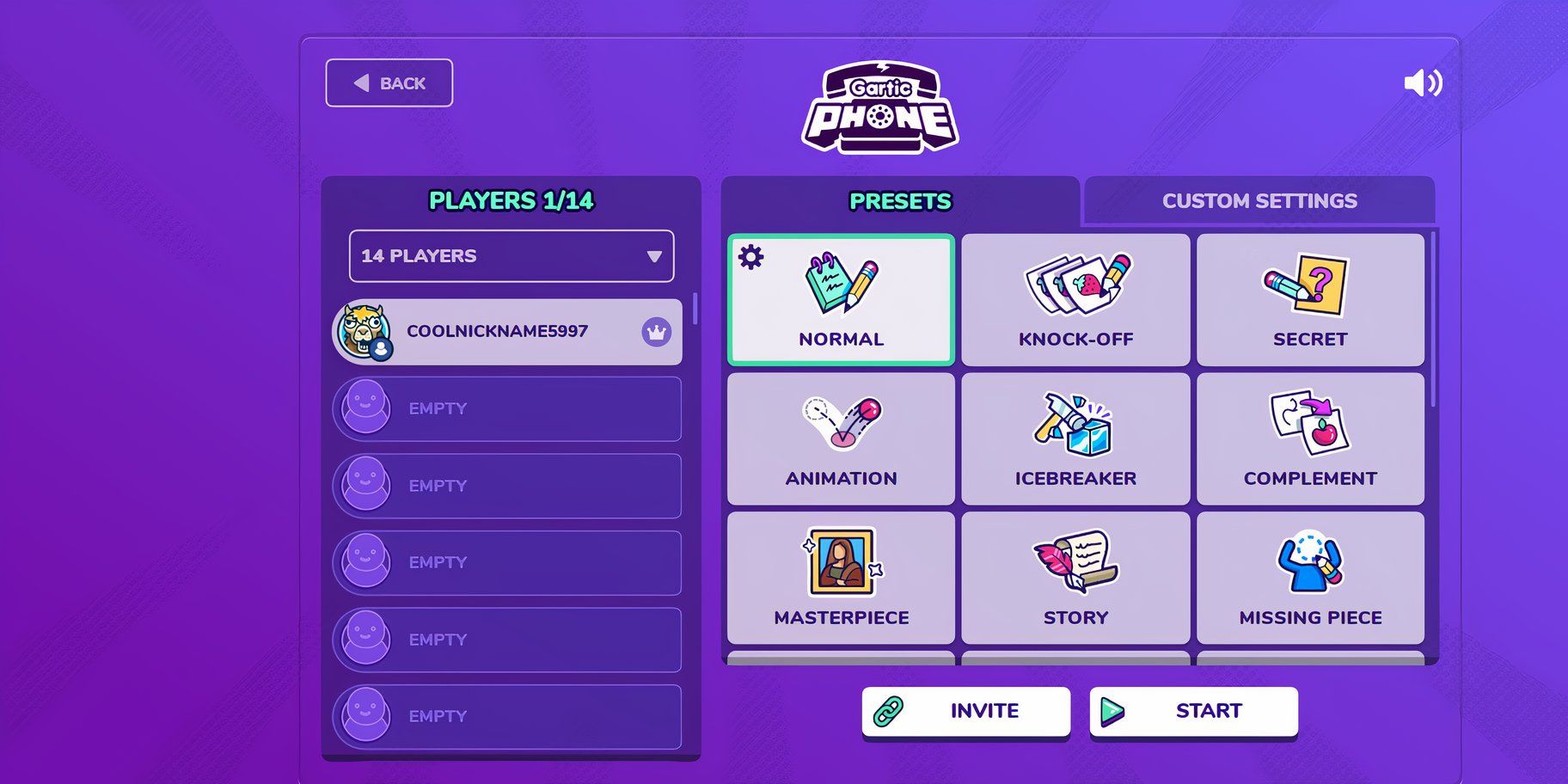 Gartic Phone browser party game