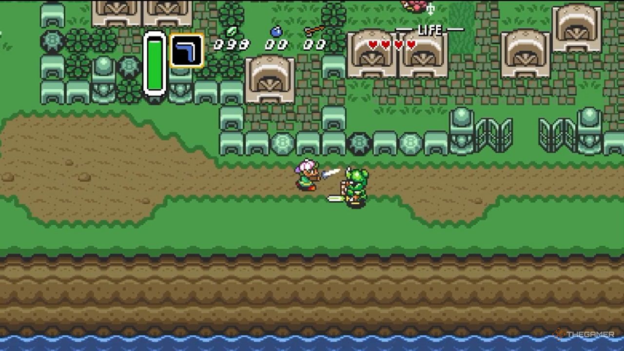 Gameplay of the PC port of Zelda: A Link To The Past.