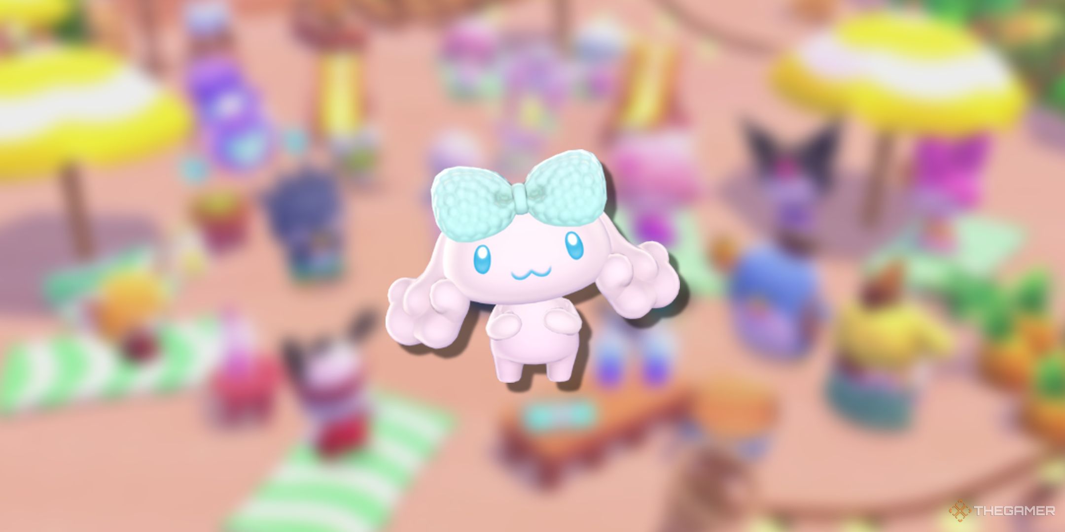 Poron standing against a blurry background in Hello Kitty Island Adventure.