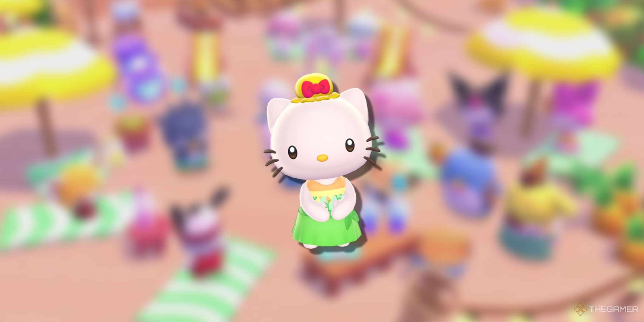 Mary White standing against a blurry background in Hello Kitty Island Adventure.