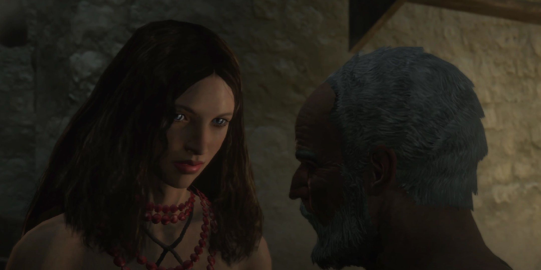 Dragon's Dogma image showing Quina talking to her father.