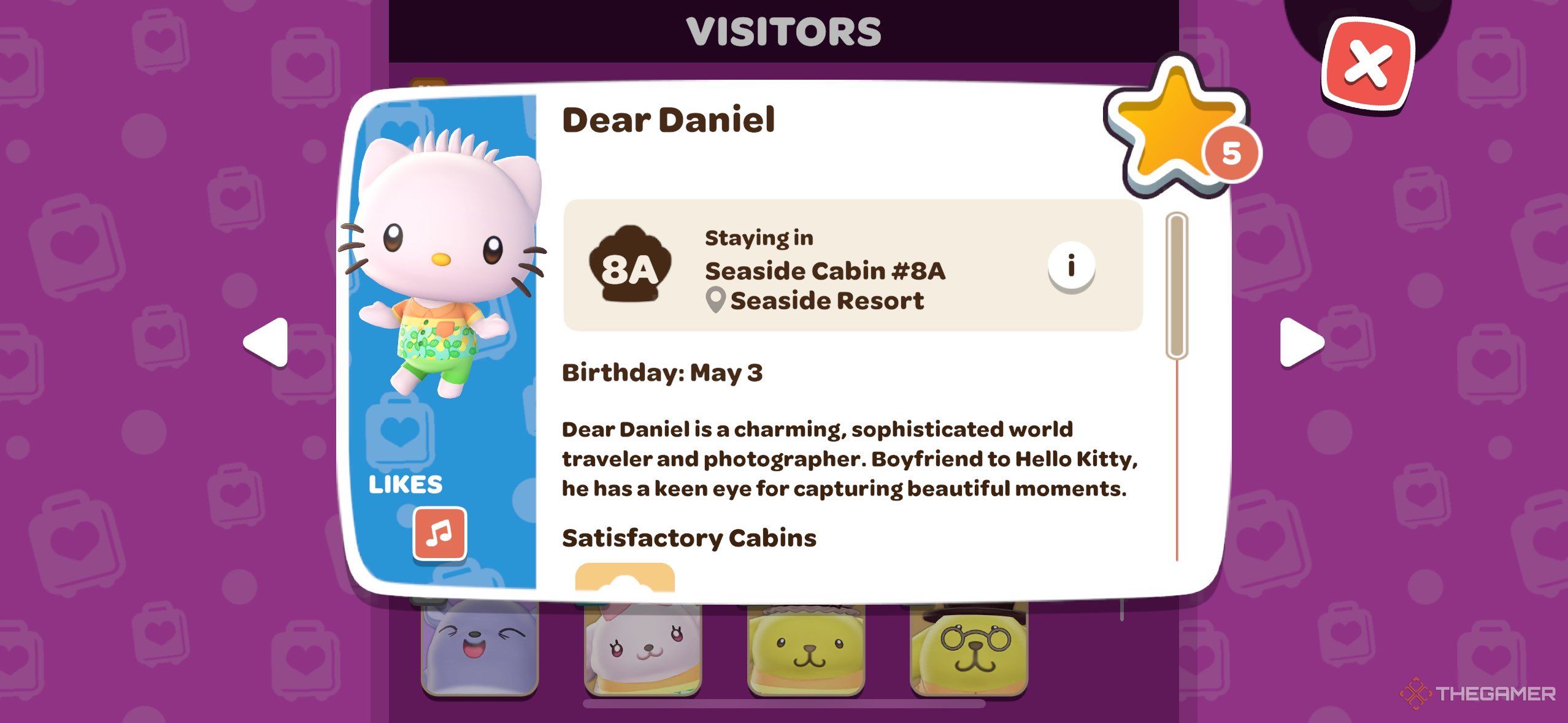 A player looking at Dear Danil, who is now a permanent resident in Hello Kitty Island Adventure.