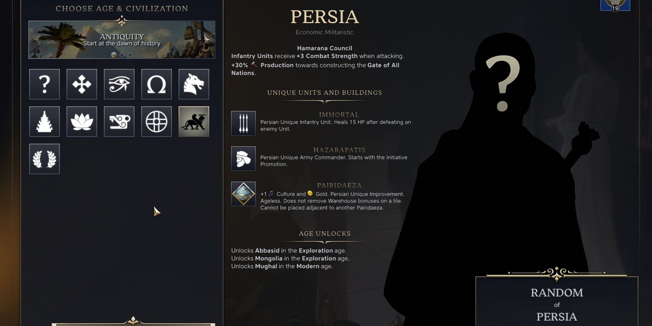 Persia Civilization in Civ 7