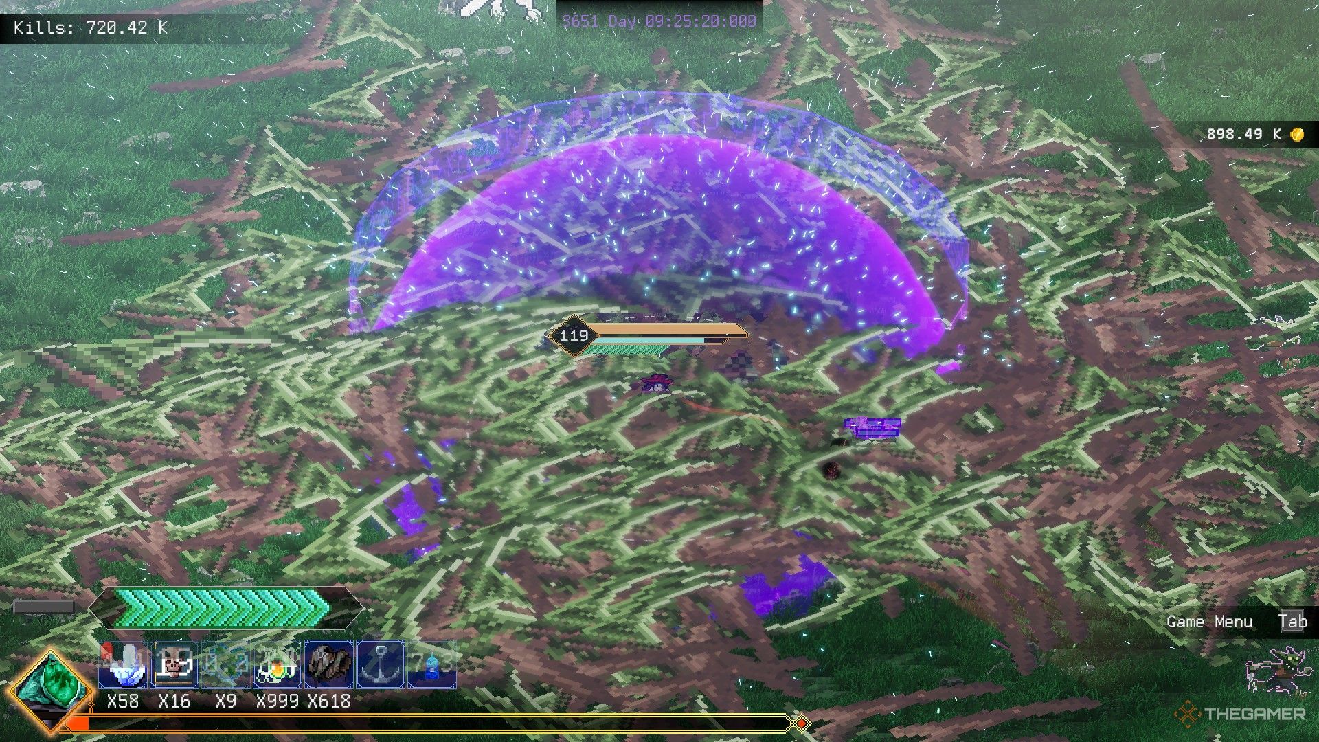 A player reaches Rogue Genesia's secret ending by using the death scythe to survive nine days. 