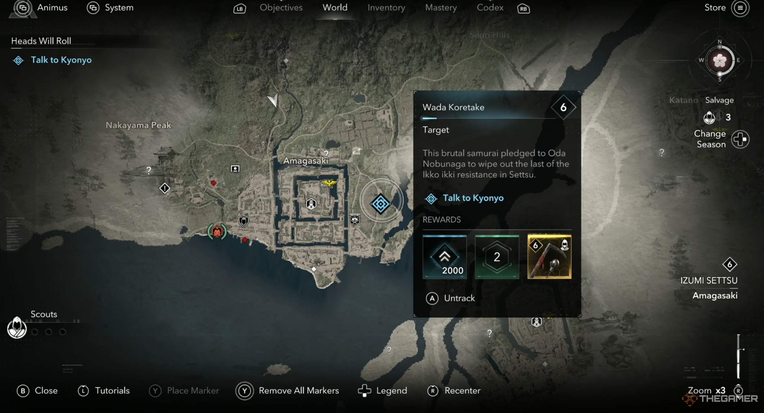 The start of the Heads Will Roll mission in Assassin's Creed Shadows.