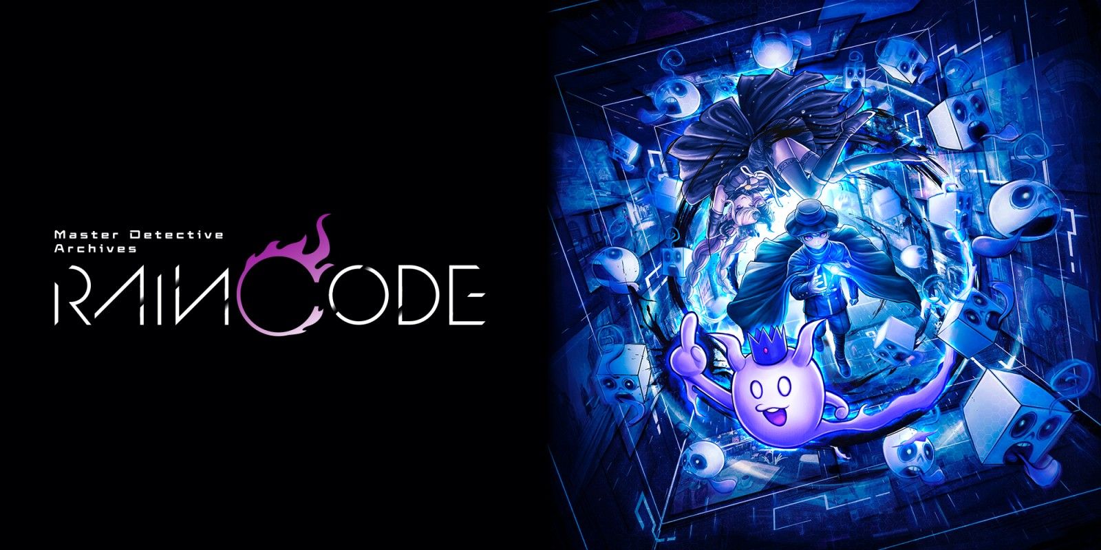 Master Detective Archives Rain Code key artwork showing Yuma and Shinigami