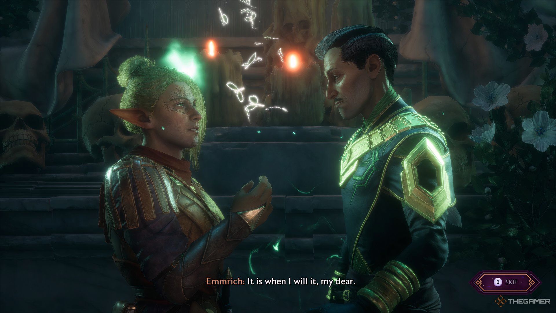 Emmrich and Rook in the Necropolis during Emmrich's personal guest, Arrangements in Dragon Age: The Veilguard.