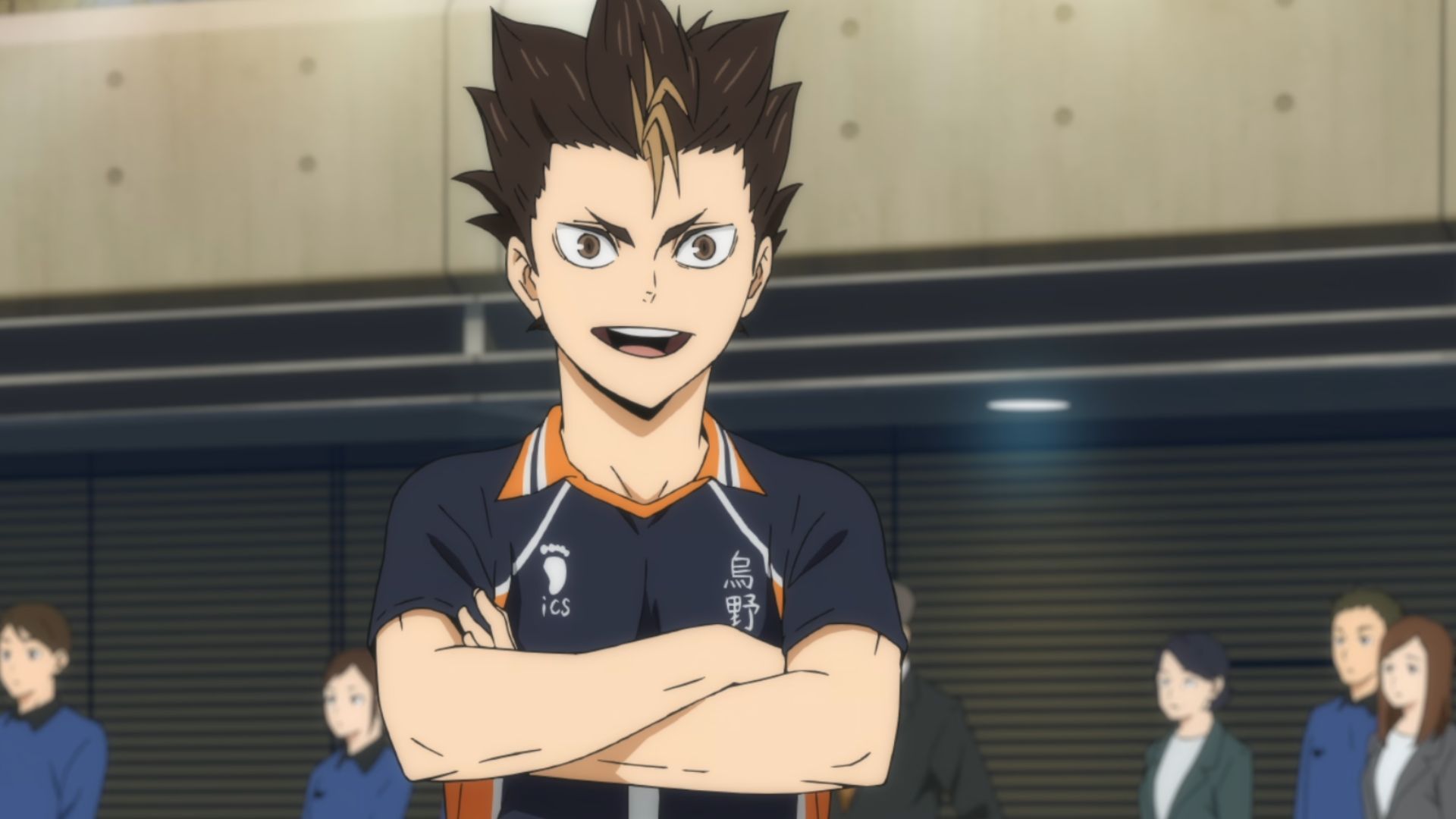 The image shows Nishinoya Yu in Haikyu!!