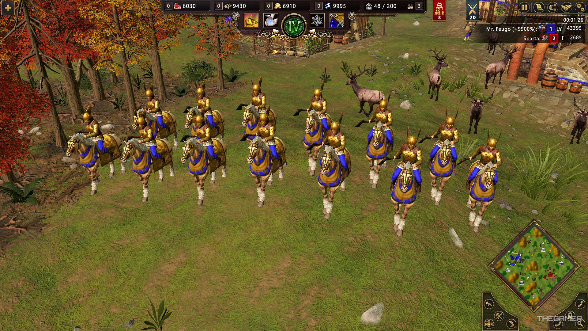 A group of fully upgraded Norse raiders in Age of Mythology - Retold.