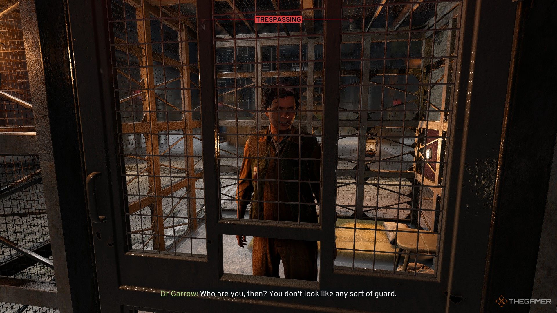 doctor garrow addresses the player from her prison cell in atomfall.