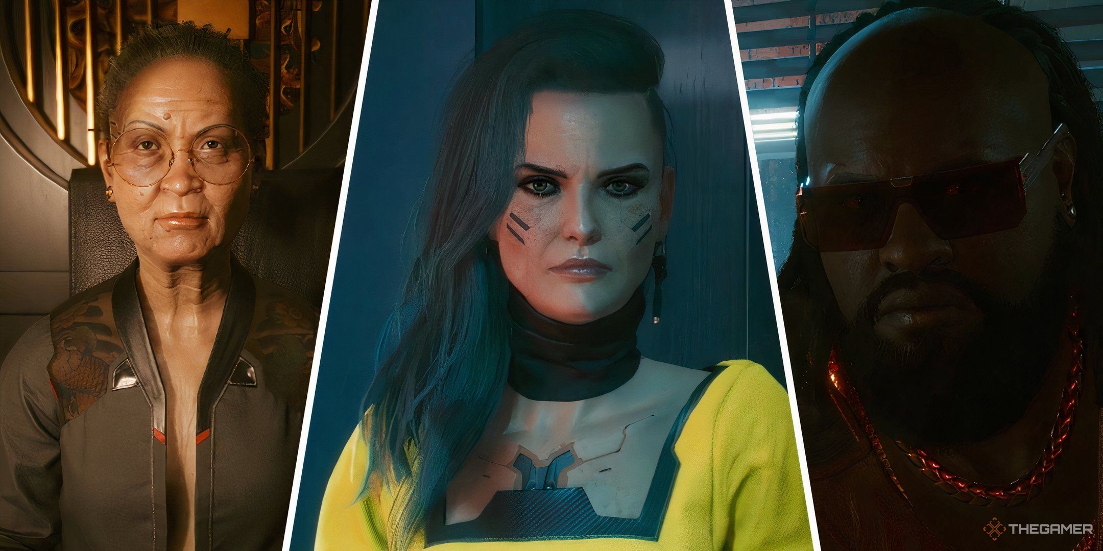 Cyberpunk 2077 pictures side by side of three fixers from the game.