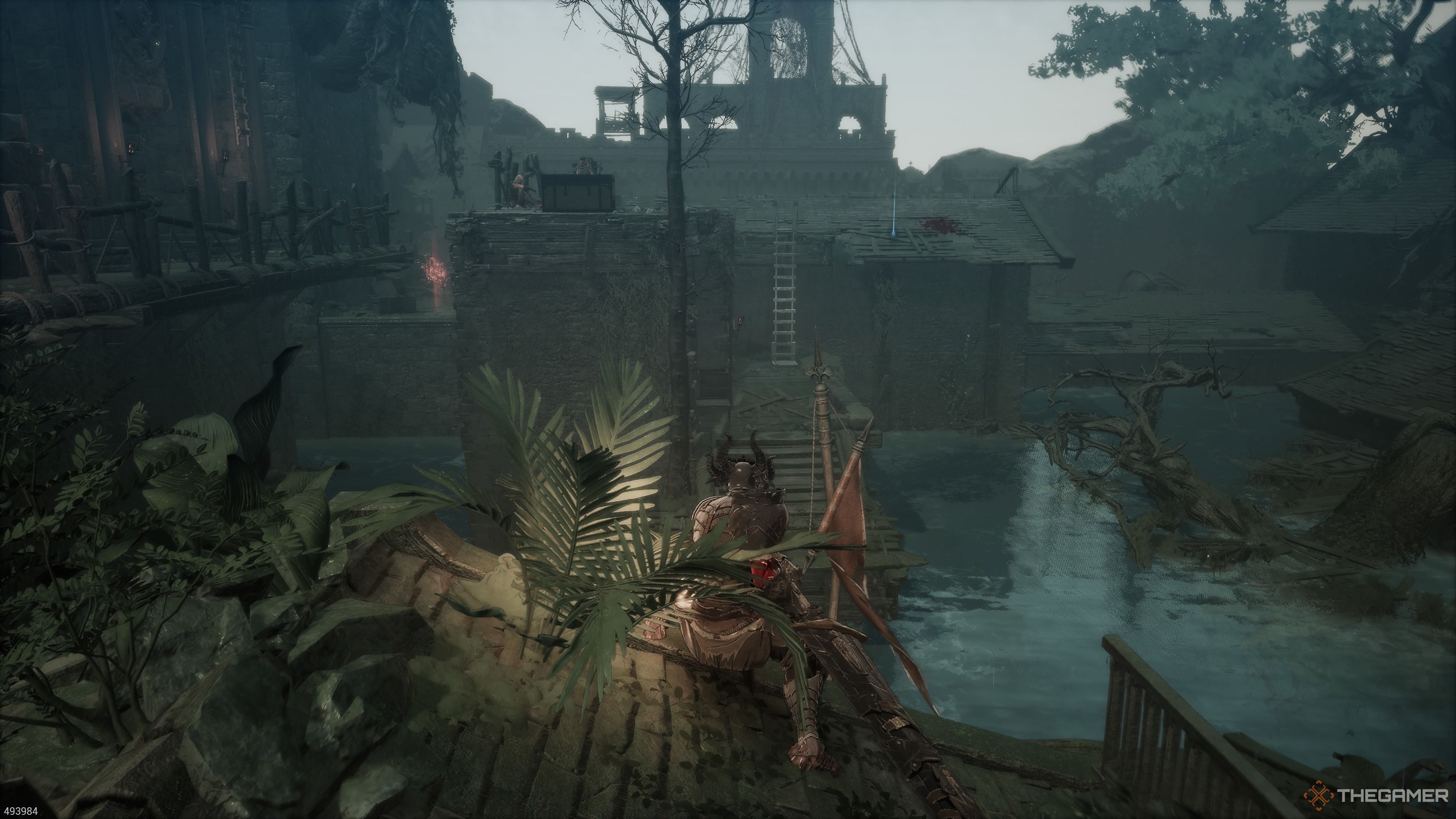 The Submerged Village area in the Witch's Castle stage in The First Berserker Khazan.