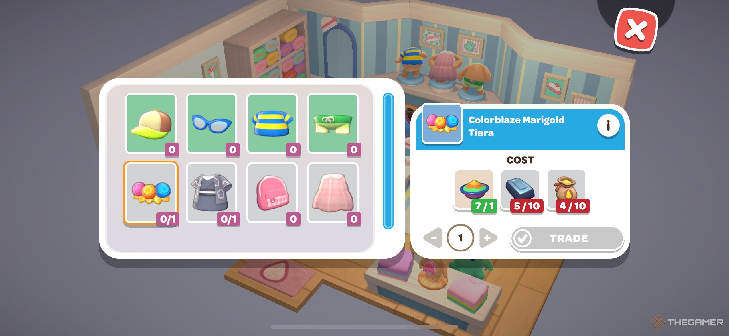 A player looking at a Colorblaze Tiara in Hello Kitty Island Adventure.