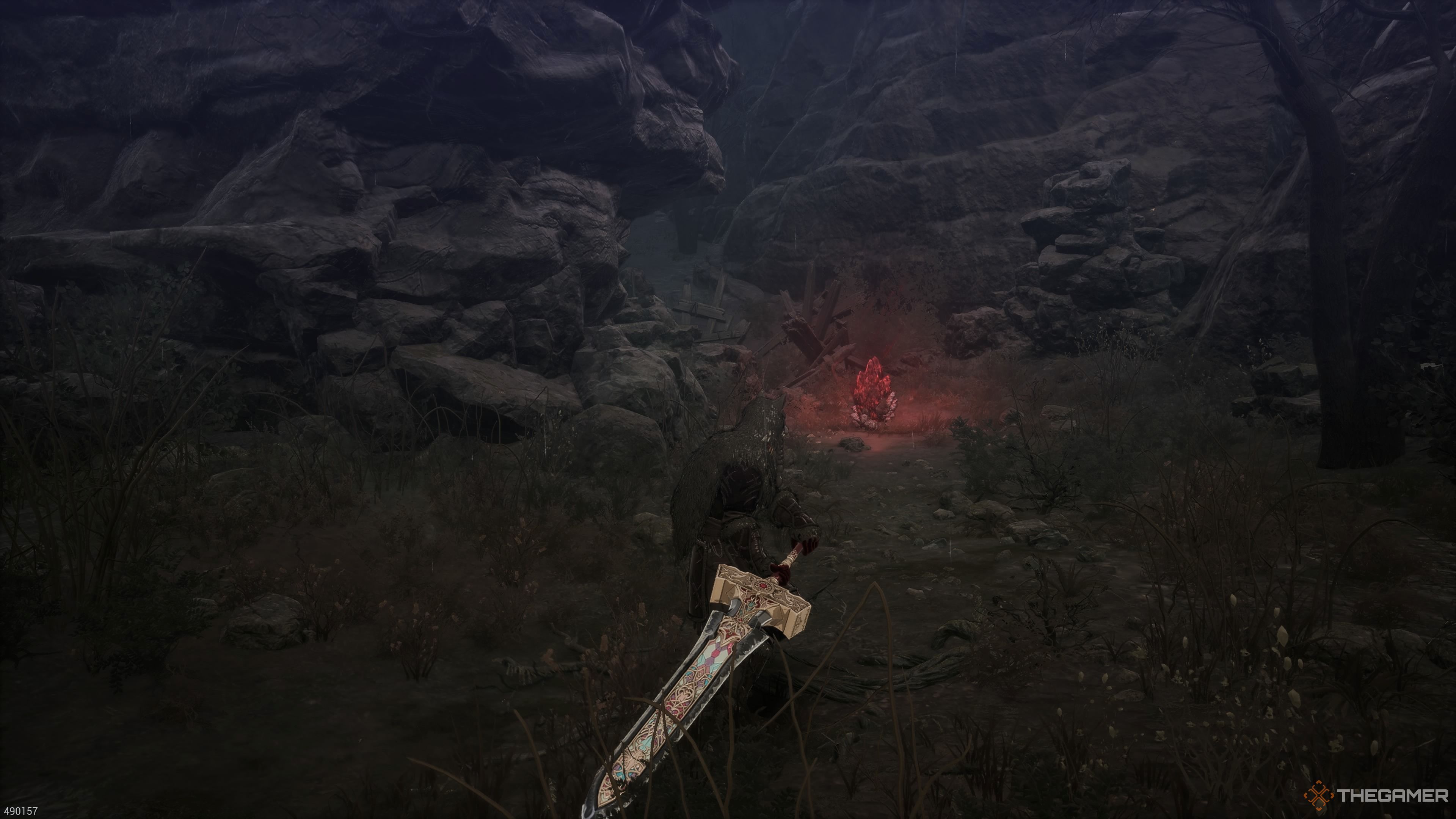 The first Soulstone in the Devoured Village section of The First Berserker Khazan.