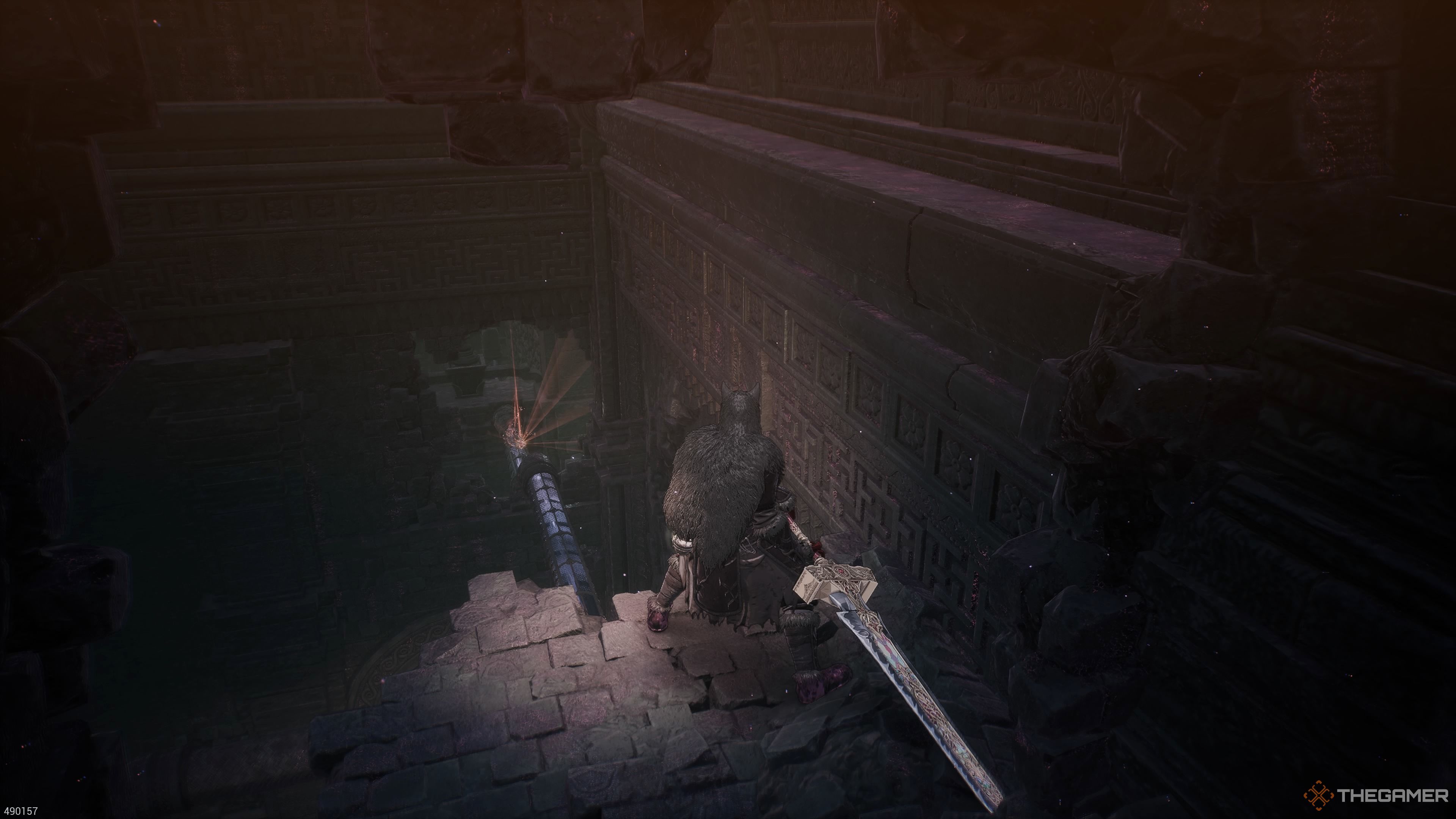 The Ghost Hilt on the pipe in the Devoured Village section of The First Berserker Khazan.