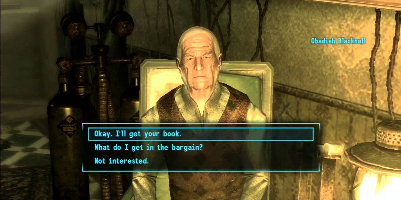 Fallout 3: The conversation choices for Obadiah's Quest.