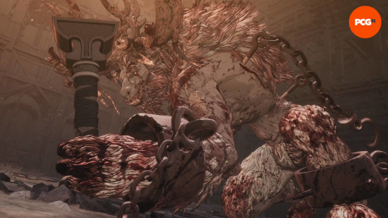 Volbaino is a giant stag monster armed with a hammer and nail, and is the fourth of The First Berserker Khazan bosses