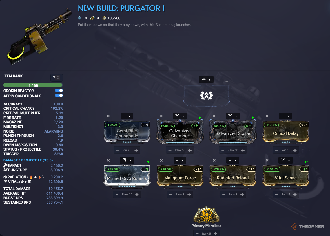 Warframe Purgator 1 Endgame Build