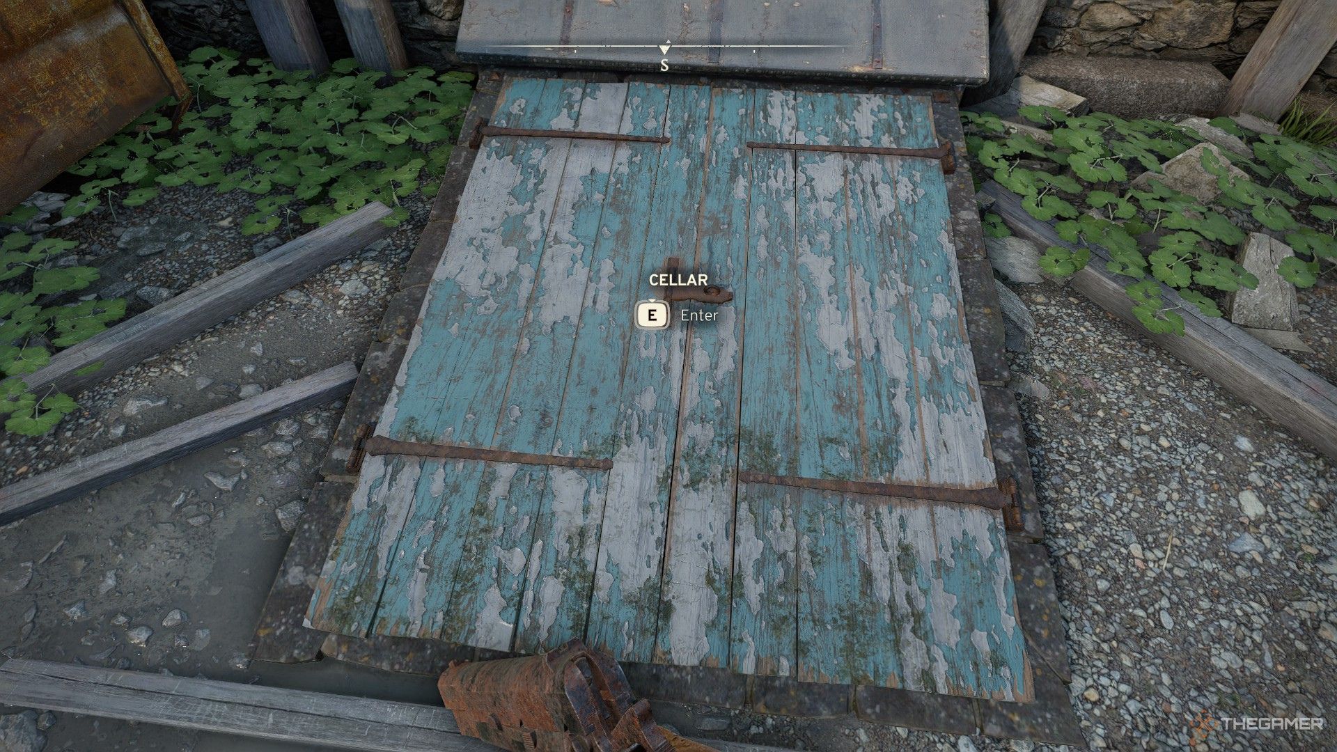 The image shows the Cellar behind the house during the Infiltrators Investigation in Atomfall.