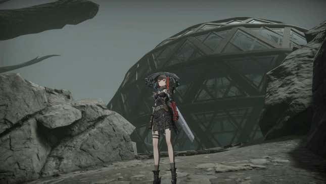 An image of Arissa with a large dome structure behind her.