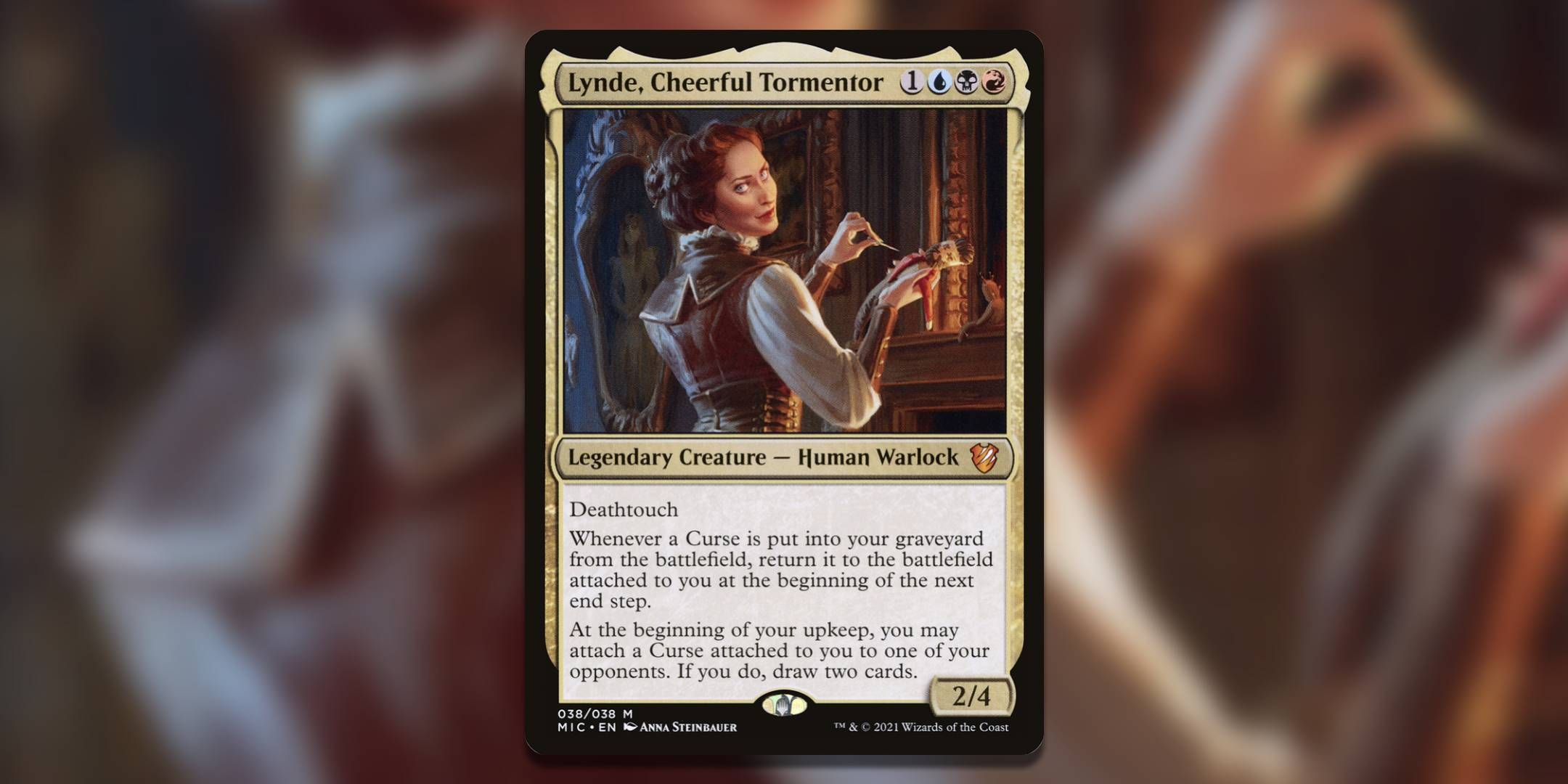 The Magic The Gathering card Lynde Ceerful Tormentor by Anna Steinbauer.