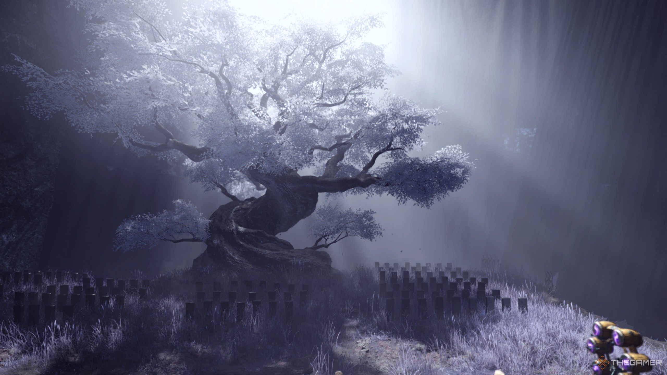 Monster Hunter Wilds large white tree in Wyveria.