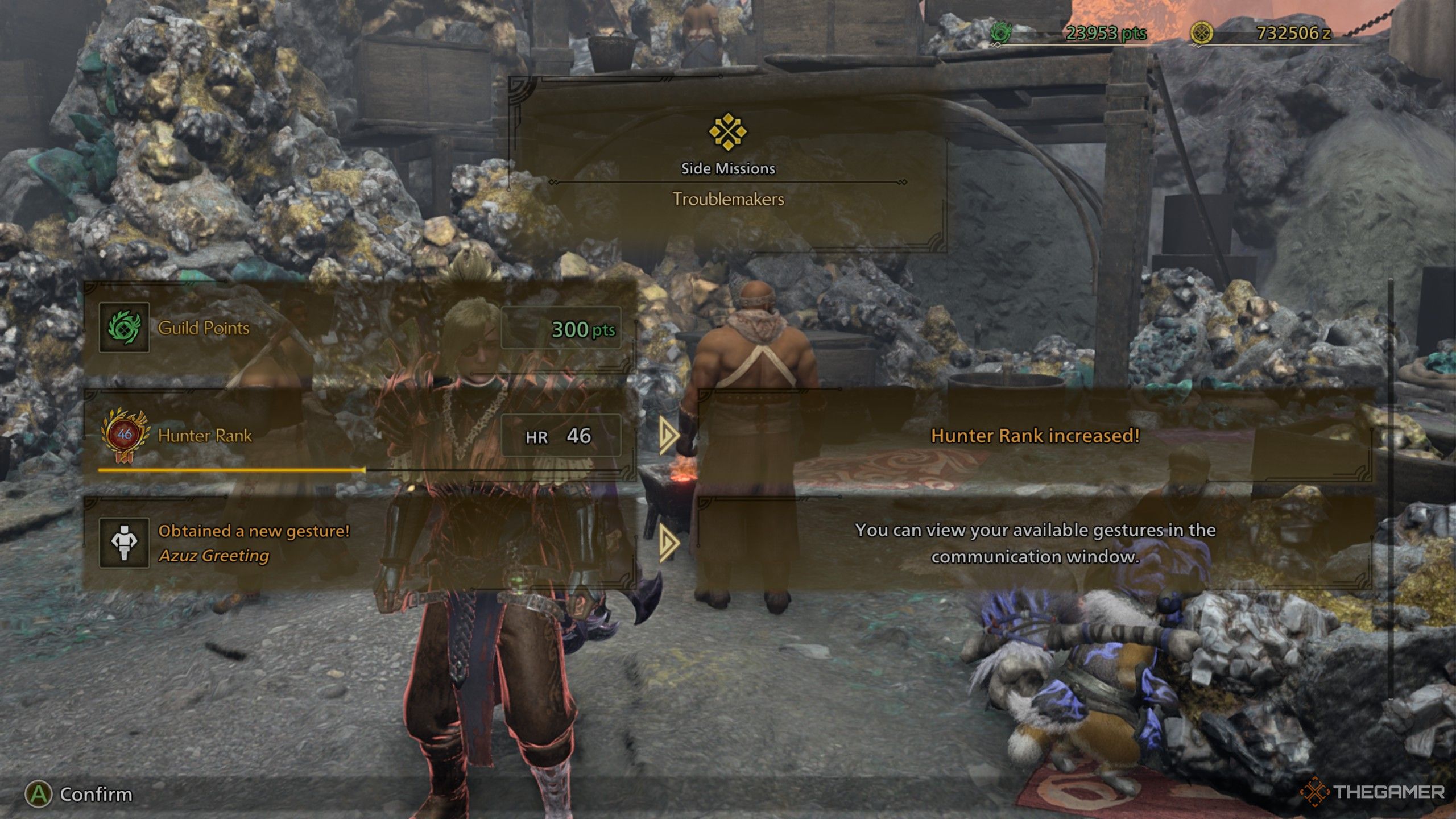 The results screen for the Troublemakers side quest that unlocks great hunts in monster hunter wilds.
