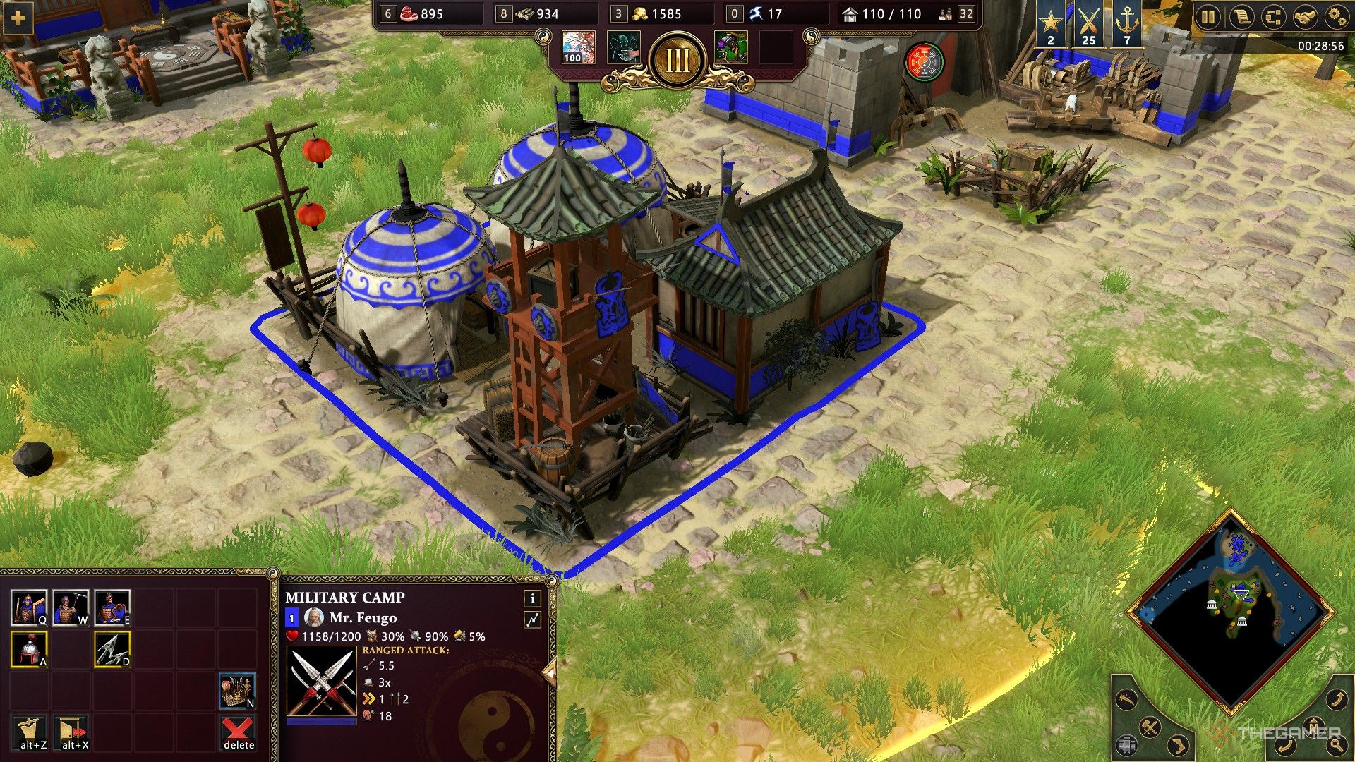 The player adds a sentry tower addition to their military camp in Age Of Mythology: Retold.