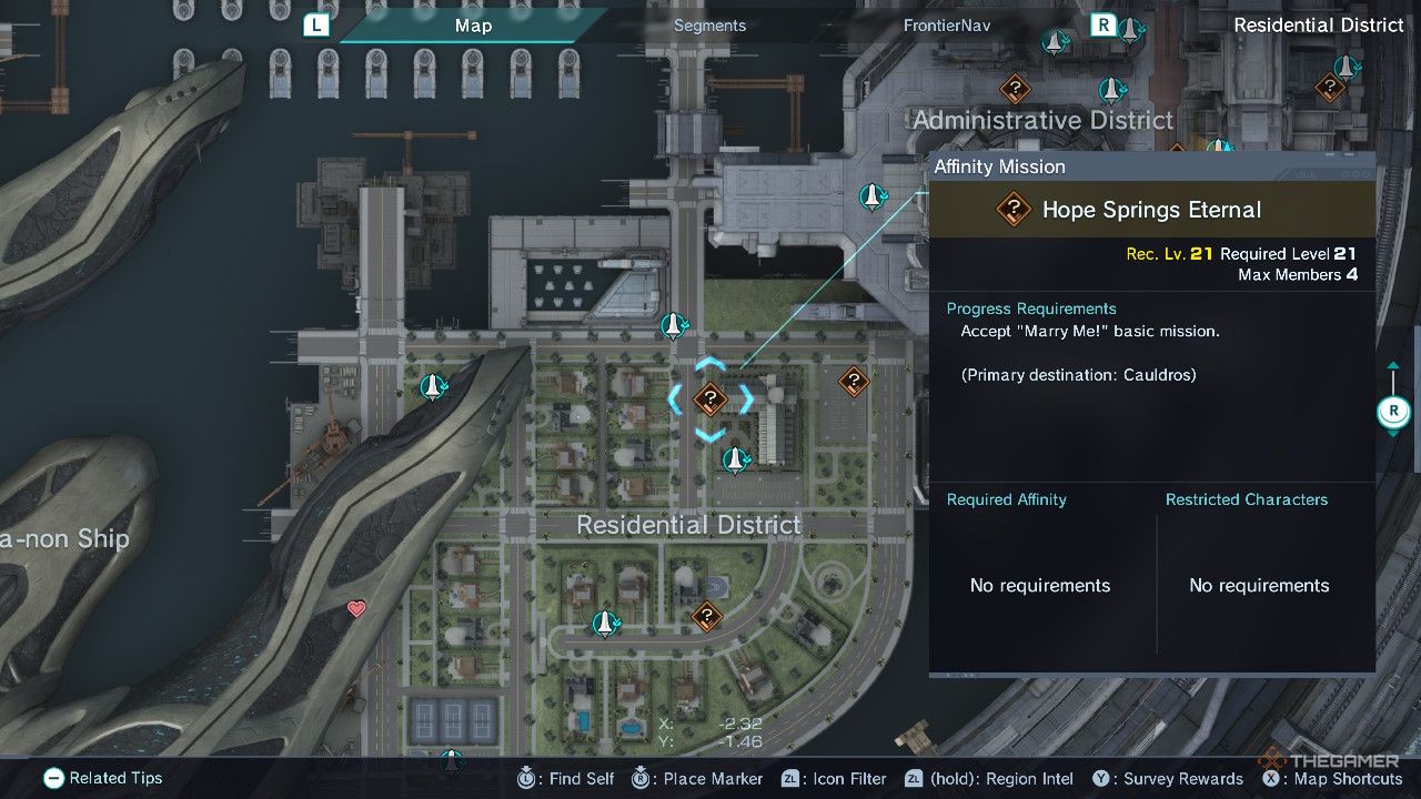 The Hope Springs eternal mission and the requirements to start it in xenoblade chronicles x definitive edition.