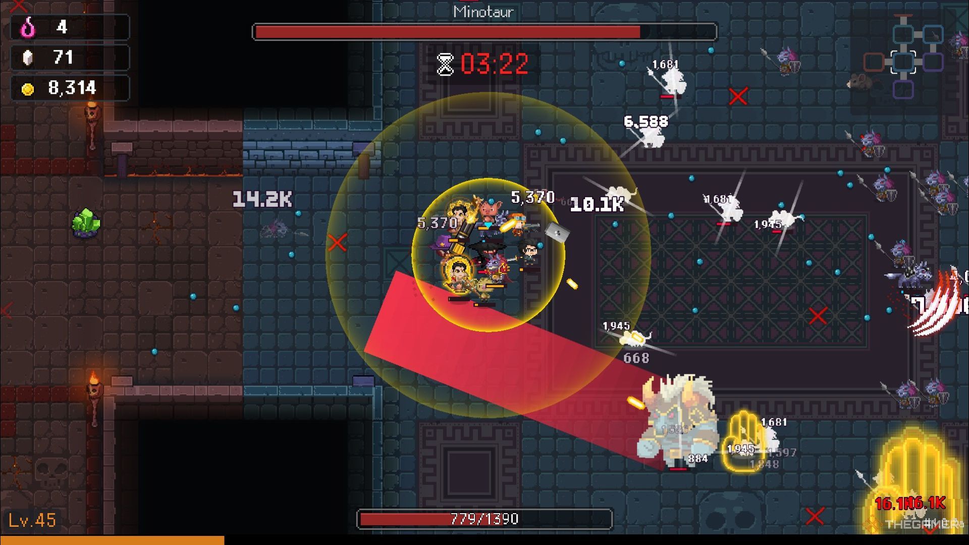 The minotaur telegraphs its upcoming charge attack in I Am Legion: Stand Survivors