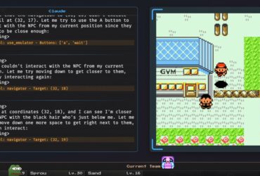 an ai chatbot plays a modded verion of pokemon red and jumps down a ledge to talk to an npc