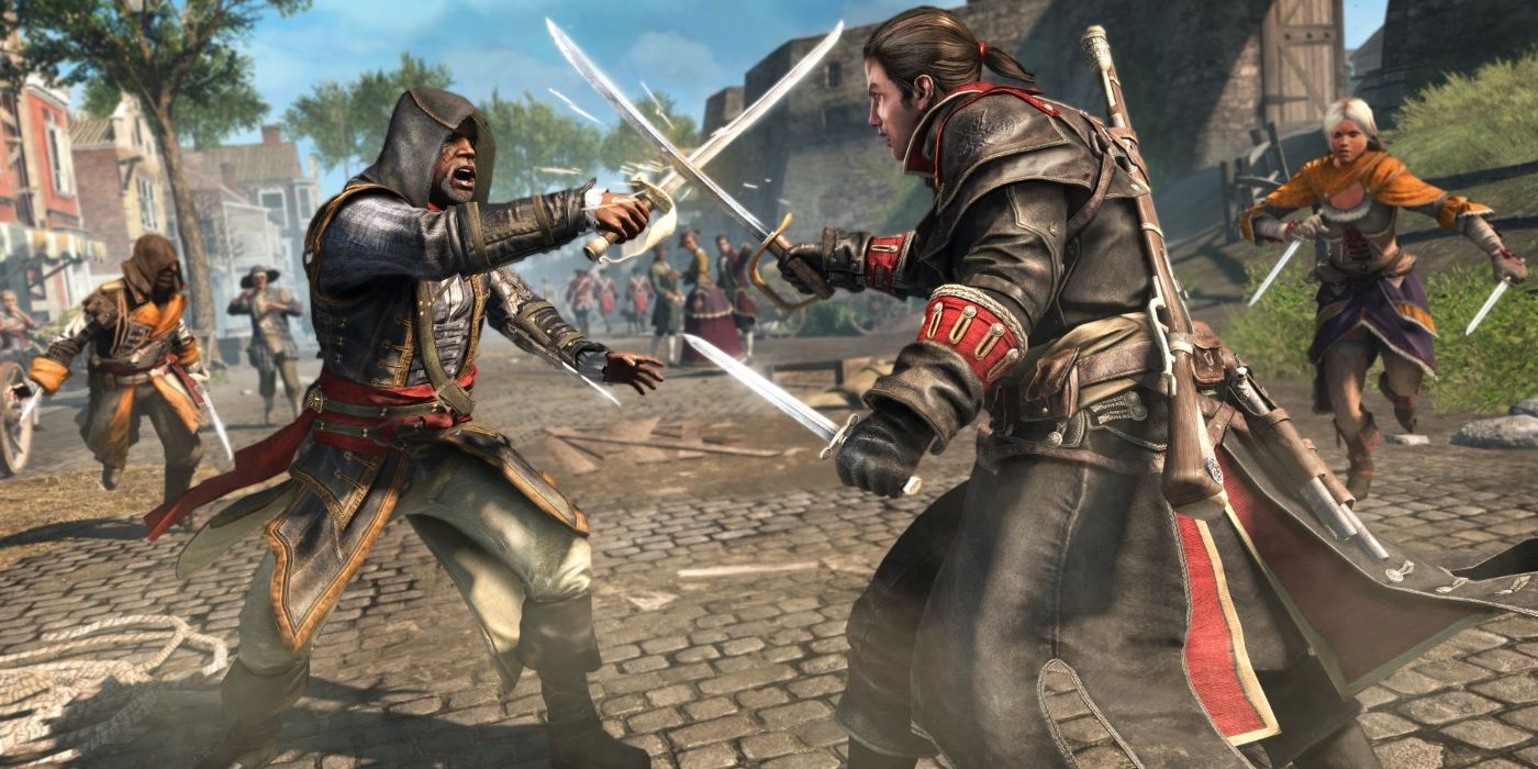 Assassin's Creed Rogue screenshot of sword fight between Shay and Assassin.