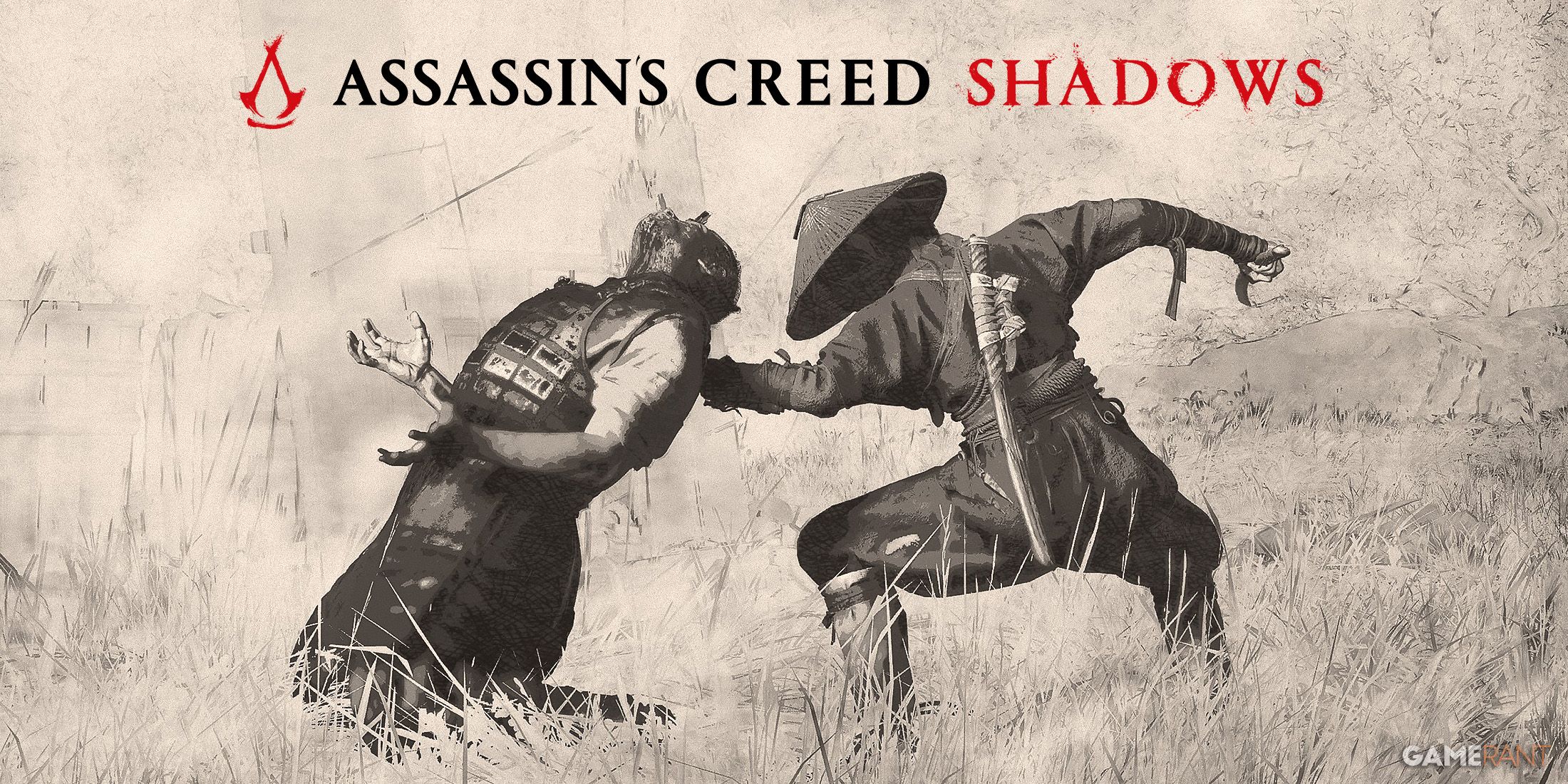 Assassin's Creed Shadows finisher FX Ink Filter Photo Mode with game logo 2x1 composite