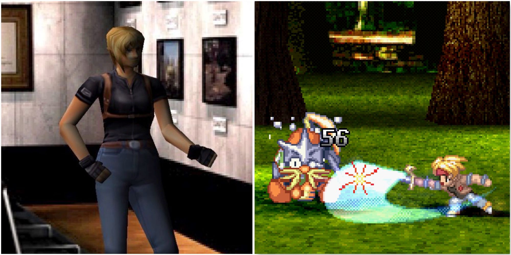 Aya in Parasite Eve 2 and Fighting enemies in Star Ocean The Second Story
