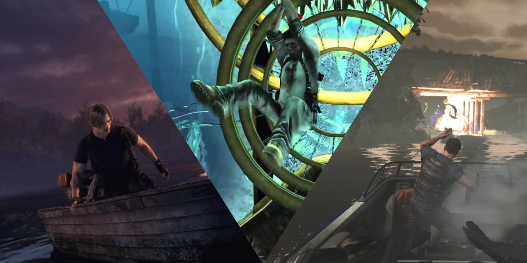 Boating levels from Resident Evil 4, Uncharted 3 and Max Payne 3