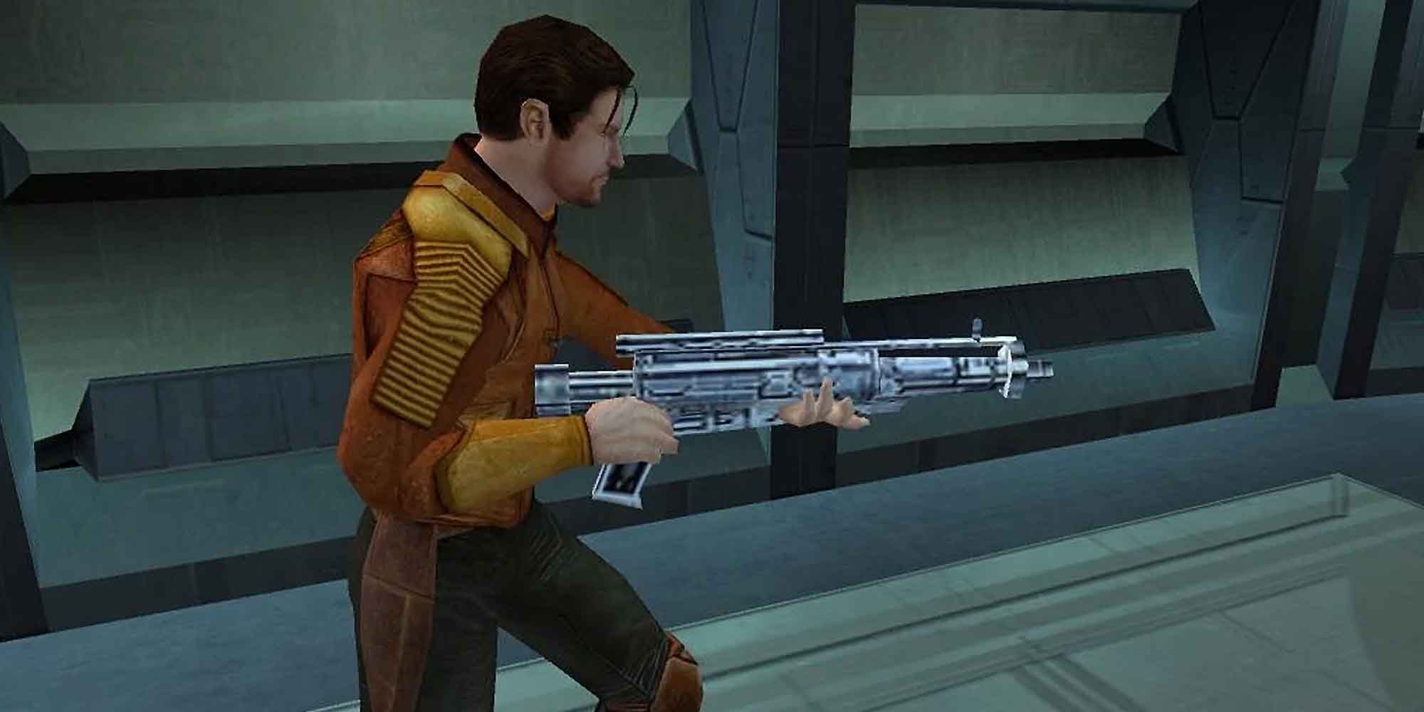 Using a blaster in Star Wars: Knights of the Old Republic