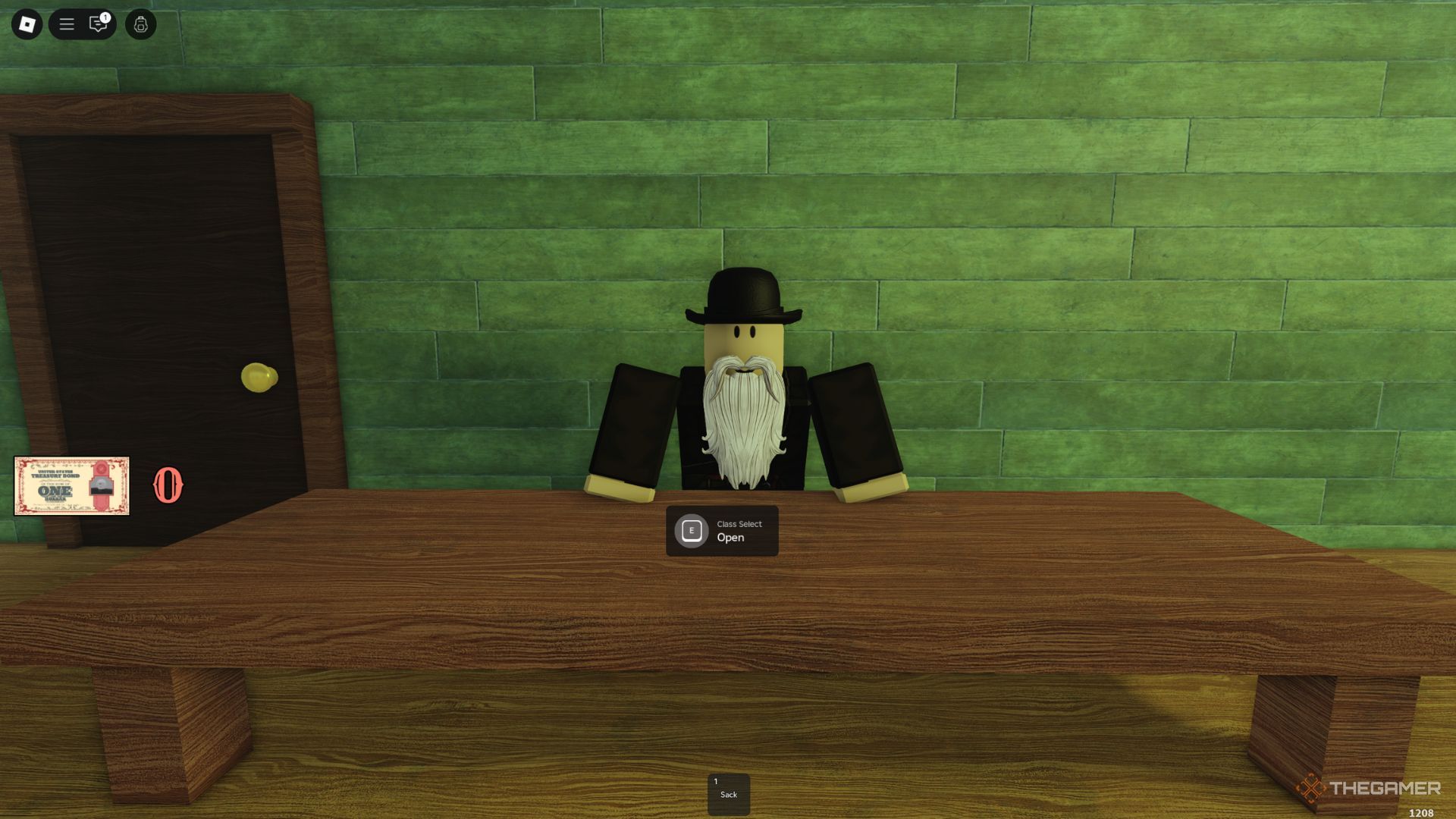 The player character shows NPC in a Tailor building in the starting location in Dead Rails.