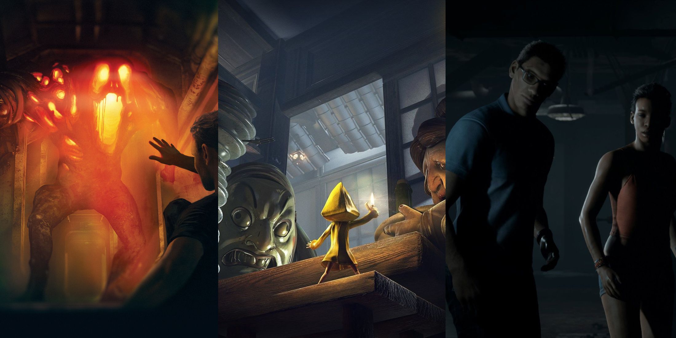 X Best Horror Games Set On A Ship, Ranked split image Monstrum, Little Nightmares, Man of Medan