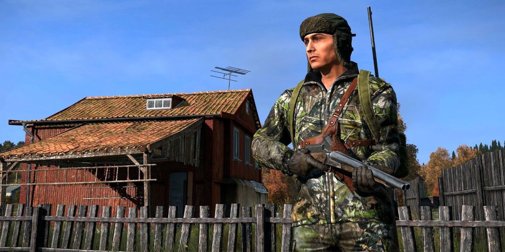DayZ: Survivor with high end military gear and a sawn-off shotgun.