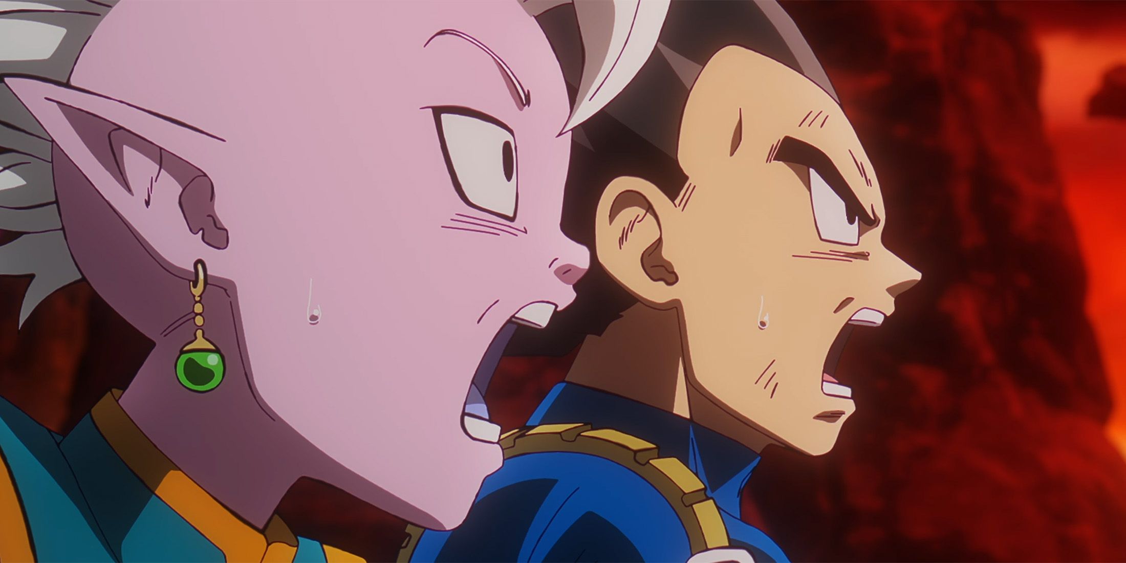 Vegeta and Supreme Kai (Shin) surprised in Dragon Ball DAIMA