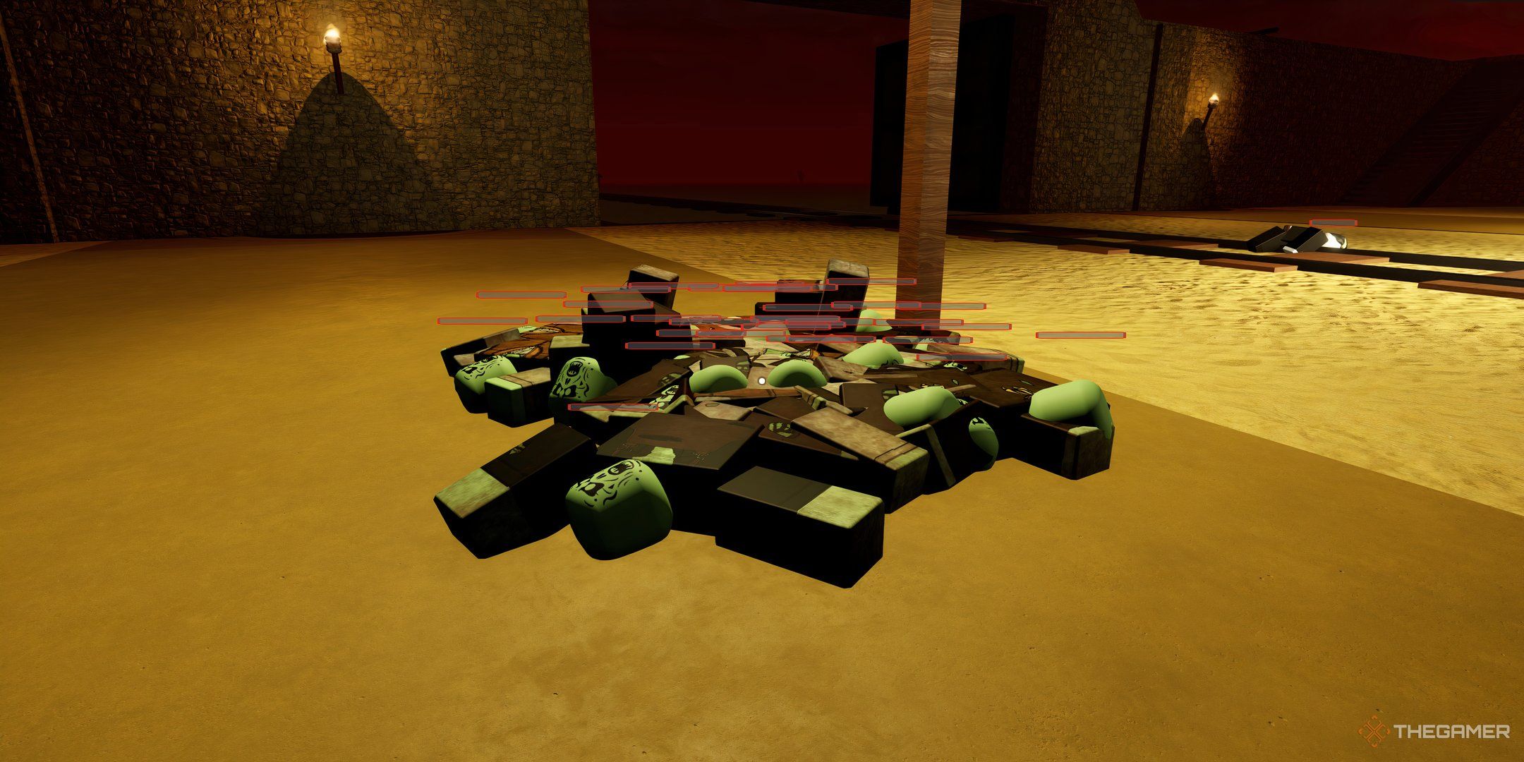 A pile of dead Zombies, in Dead Rails on Roblox.