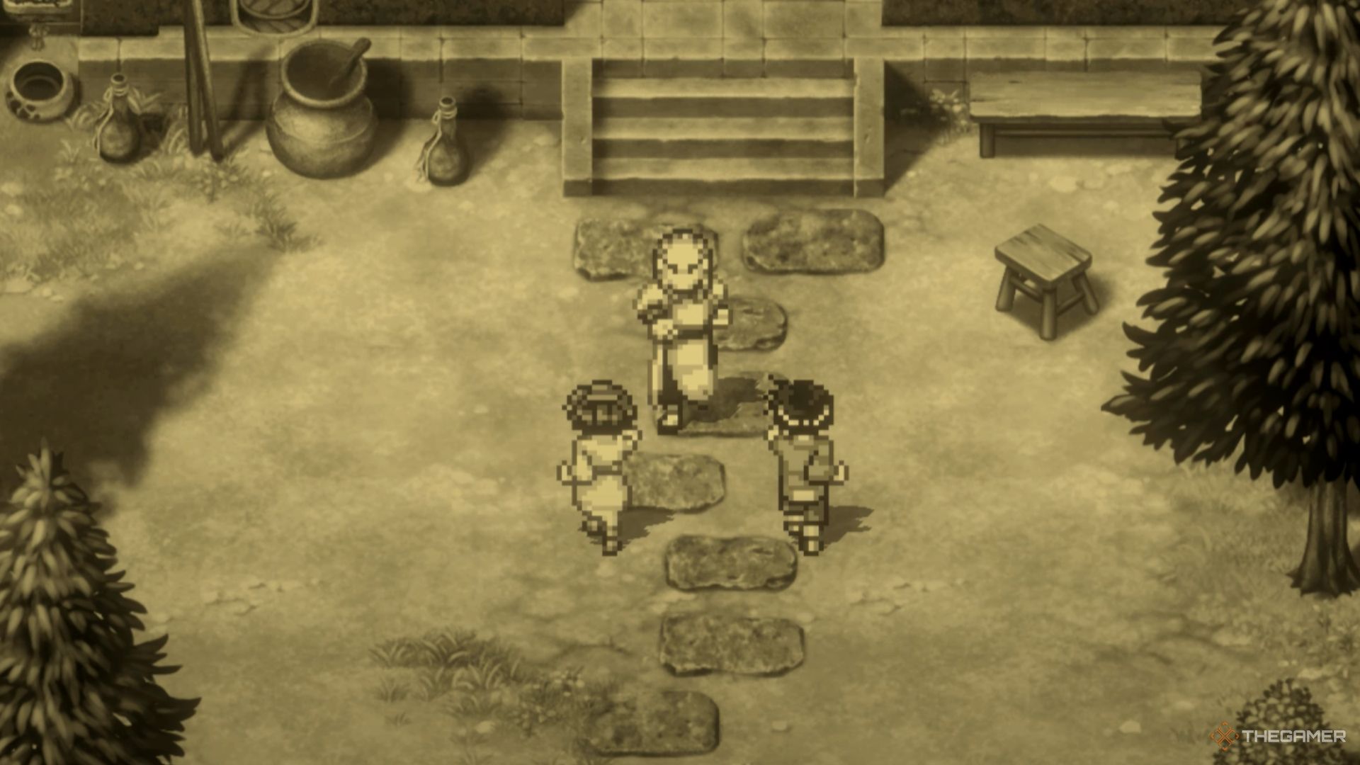 Riou and Nanami practicing martial arts as childred in Suikoden 2 HD Remaster.