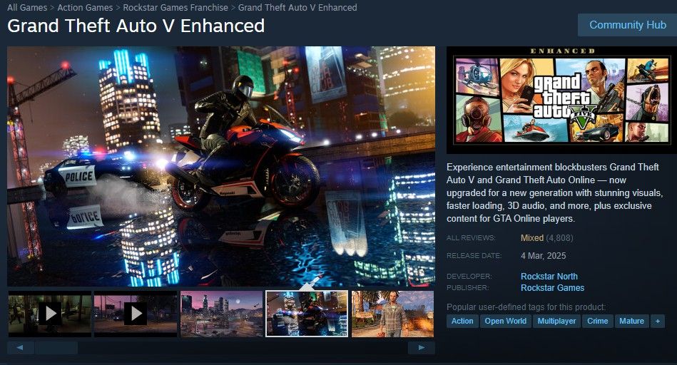 GTA 5 Enhanced Edition Mixed Steam reviews.
