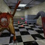 halflife screenshot showing a headcrab jumping at a player